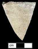 Crock with light iron oxide wash on exterior.  Fragment in cross section.